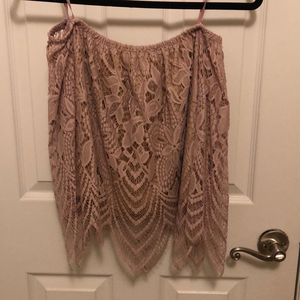 Off the shoulder lace top with sleeves